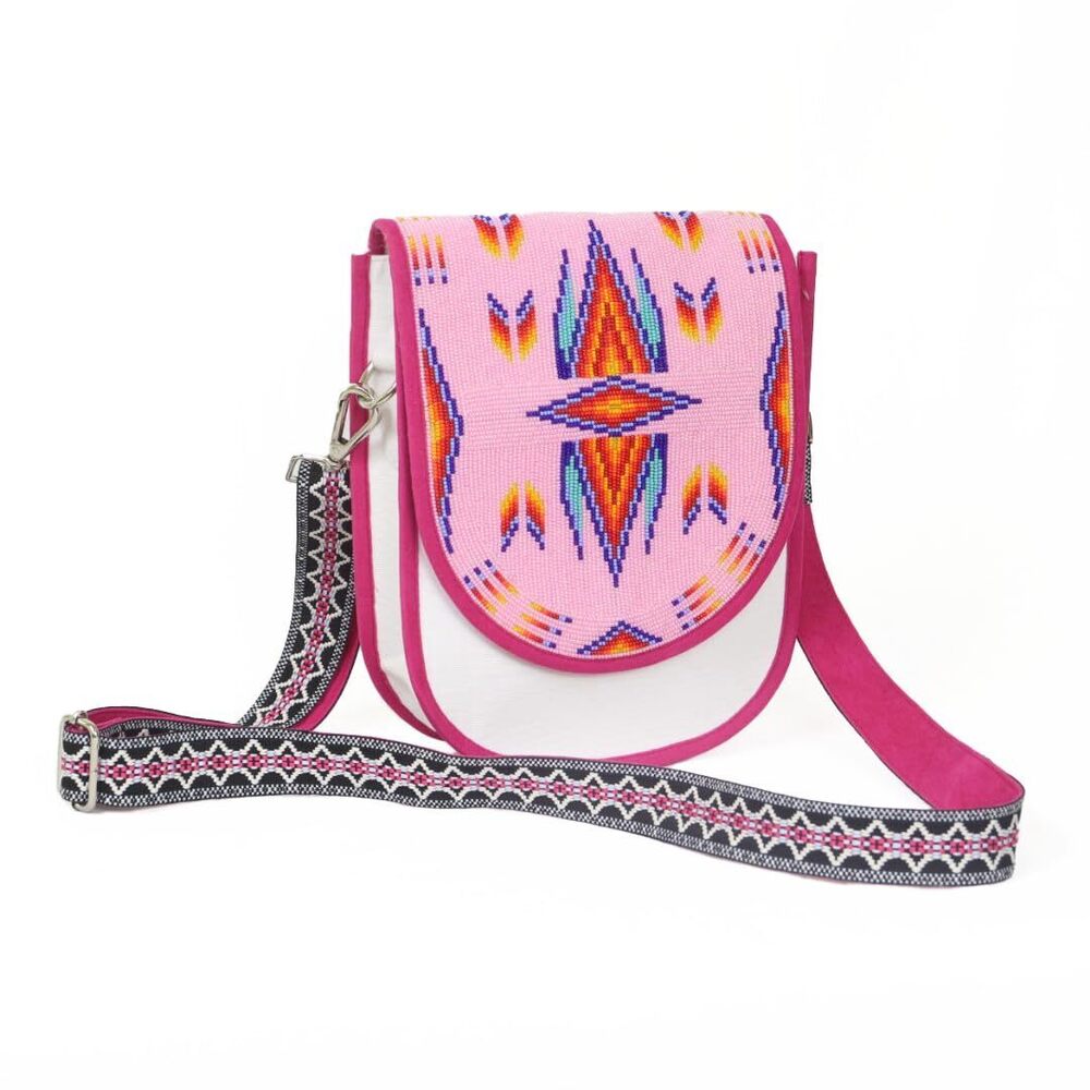 7547 Handmade Beaded Handbag, Native American Style Seed Beads Crossbody
